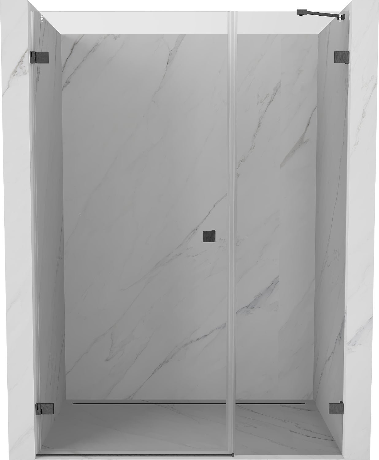 Mexen Lunar-B drzwi prysznicowe uchylne lewe 135 cm, transparent, gun gray szczotkowany - 832S-135-050-66-00-L