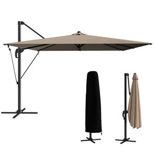 NAIZY Ombrellone Da Giardino In Alluminio | Diametro 3 O 3,5 M | Con O Senza Luci LED | Protezione UV 40+ | Beige O Grigio Scuro - 2