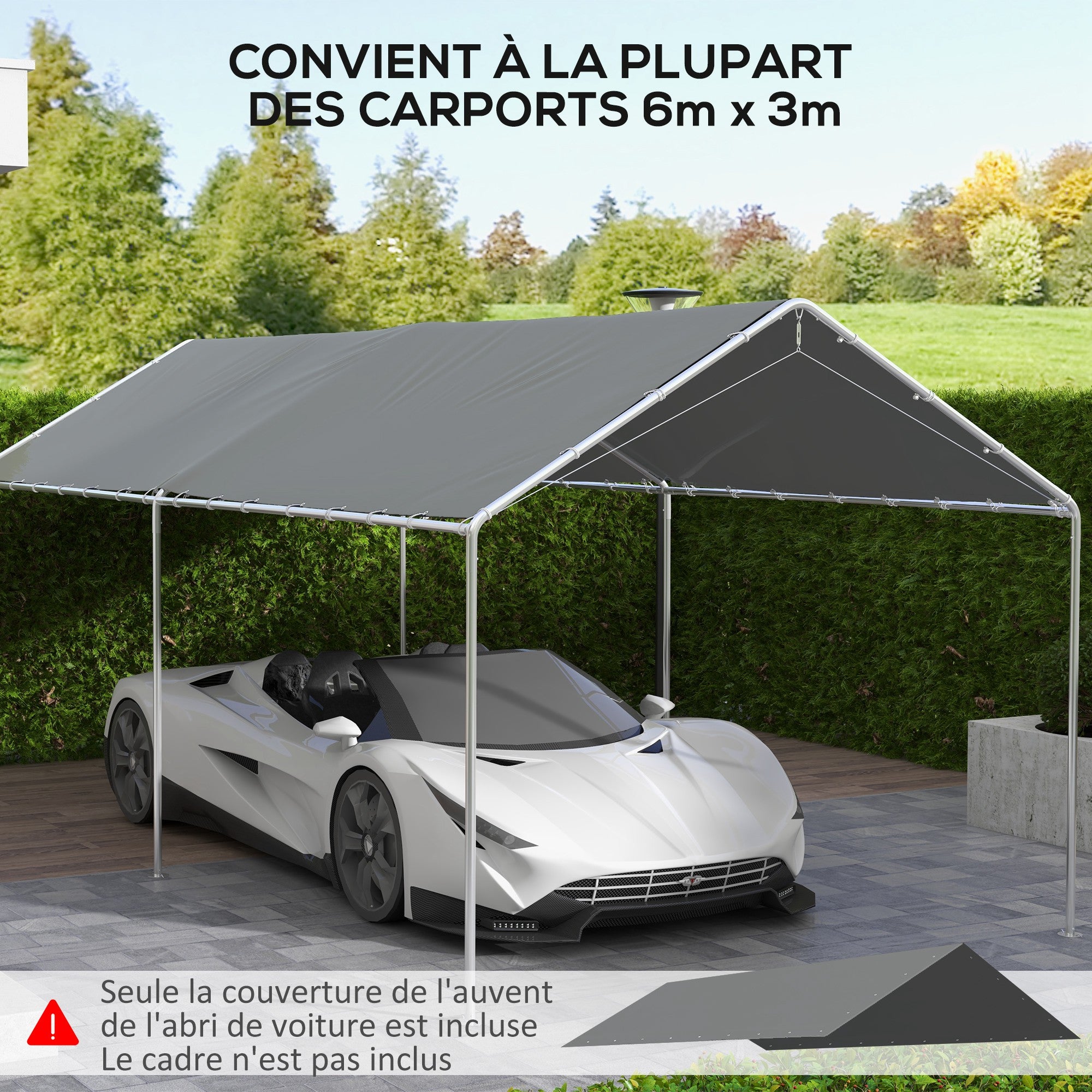Toile de remplacement pour carport PE Outsunny - 4