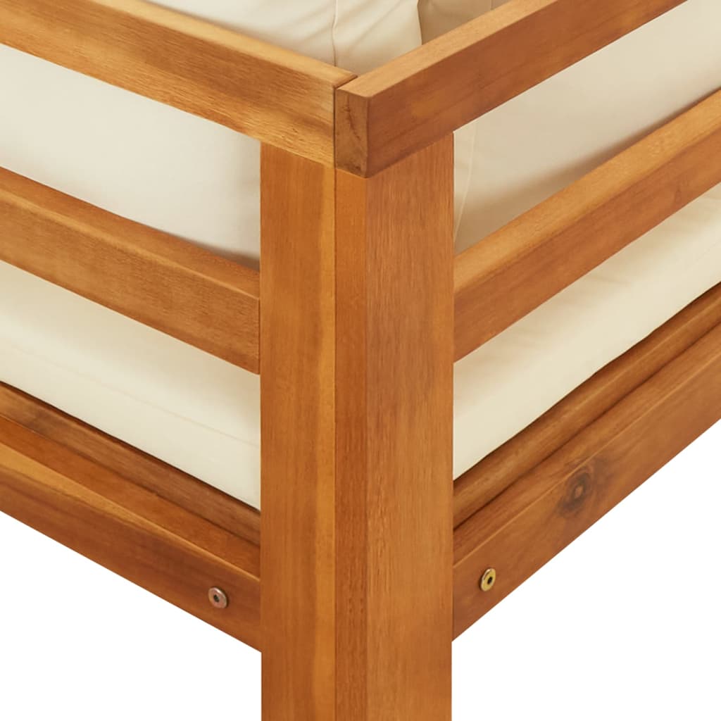Maison Exclusive - Salon de jardin 3 pcs avec coussins blanc crème Bois d'acacia - 9