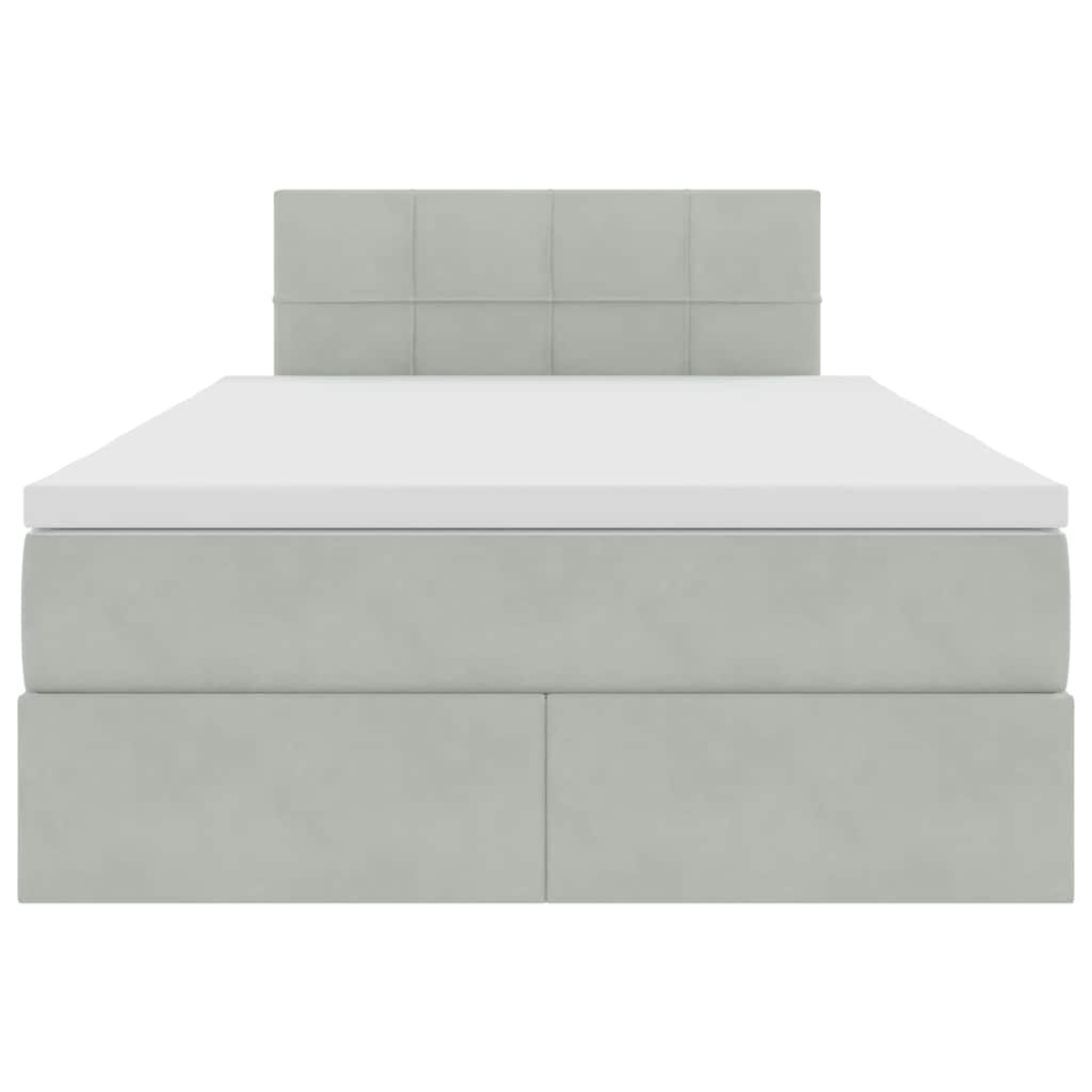 Lit avec rangement en velours gris clair pour la chambre, 120 × 200 cm - 7