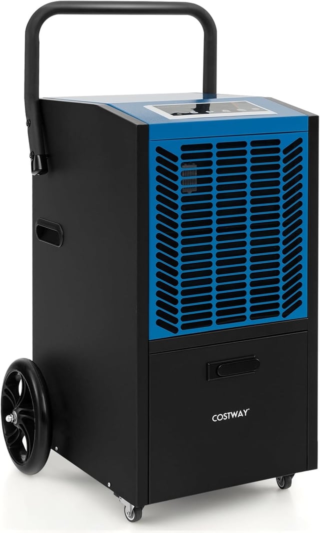 Desumidificador profissional 66L/Day, desumidificador industrial com bomba e mangueira de drenagem, temporizador de 24 horas (azul)