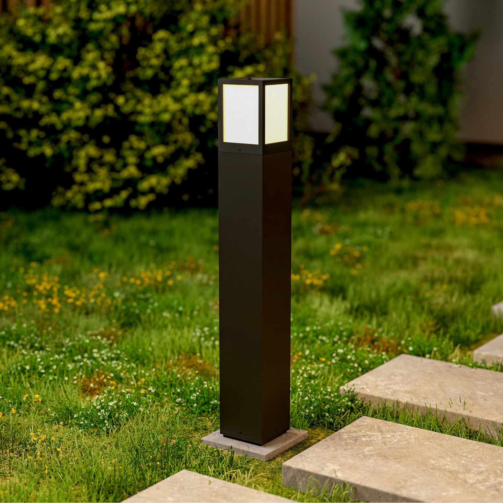 FACADO II lampe de jardin ANGULAIRE lampe à LED E27 IP65 poteau lumineux moderne lumière extérieur cour avenue 230V 65cm Gris foncè diffuseur opalin - 5