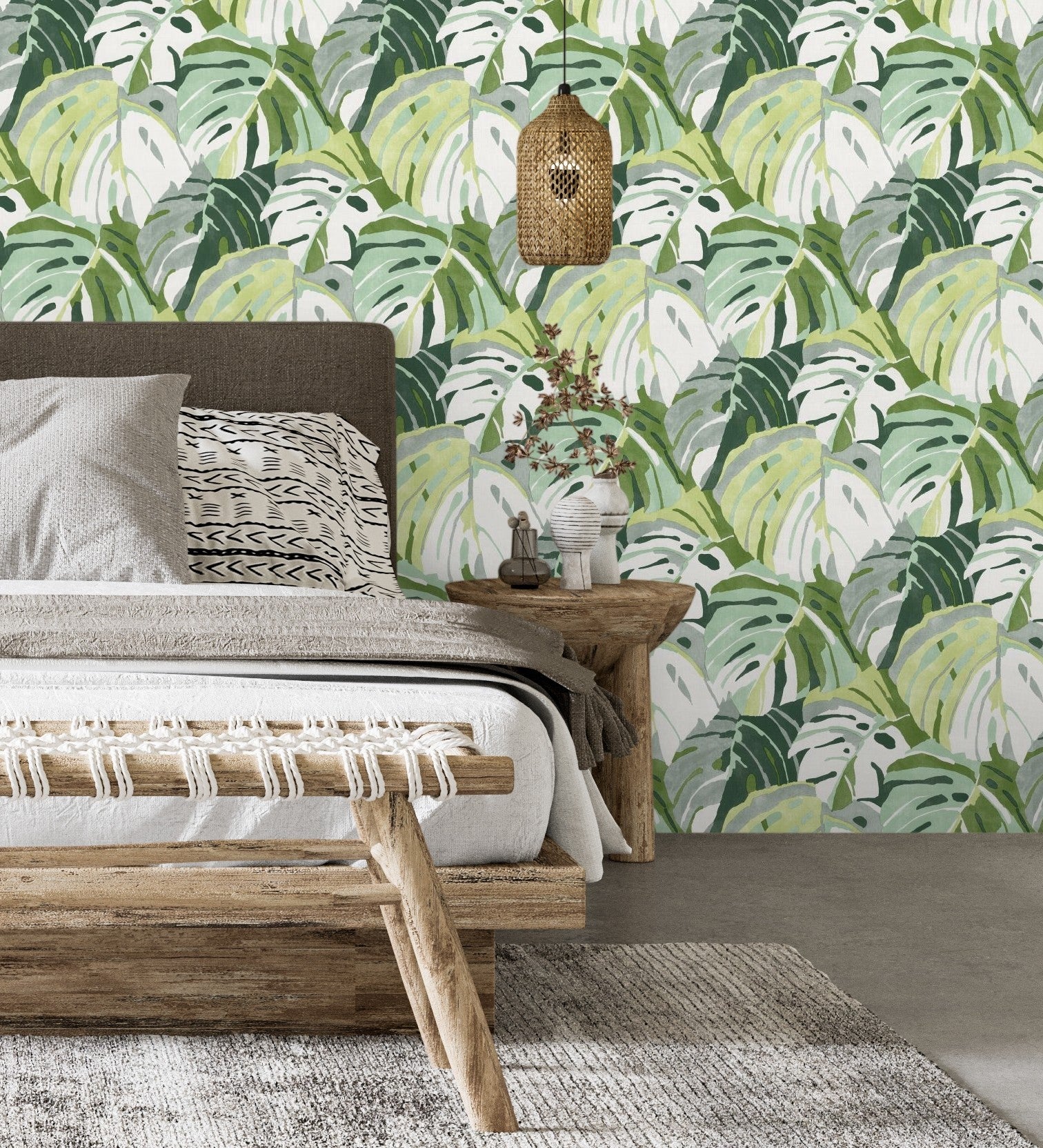 Papel pintado vinílico ecológico hojas tropicales verdes - tropical island 680771 de gaulan - rollo de 10 m x 0,53 m