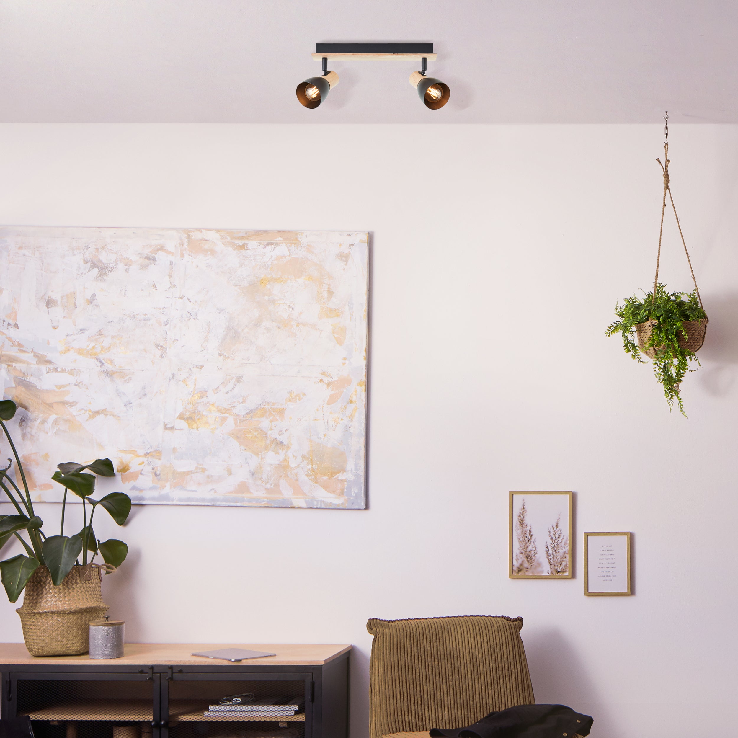Lampa Brilliant Daintree spot bar 2 lampy drewno/aluminium czarny brąz 2x D45, E14, 28 W - 7