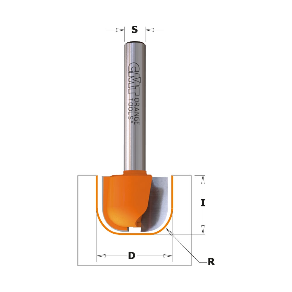 Fresa Per Vasellame In Legno CMT - D=31.7mm, S=12mm, R=6.35mm, Con Cuscinetto