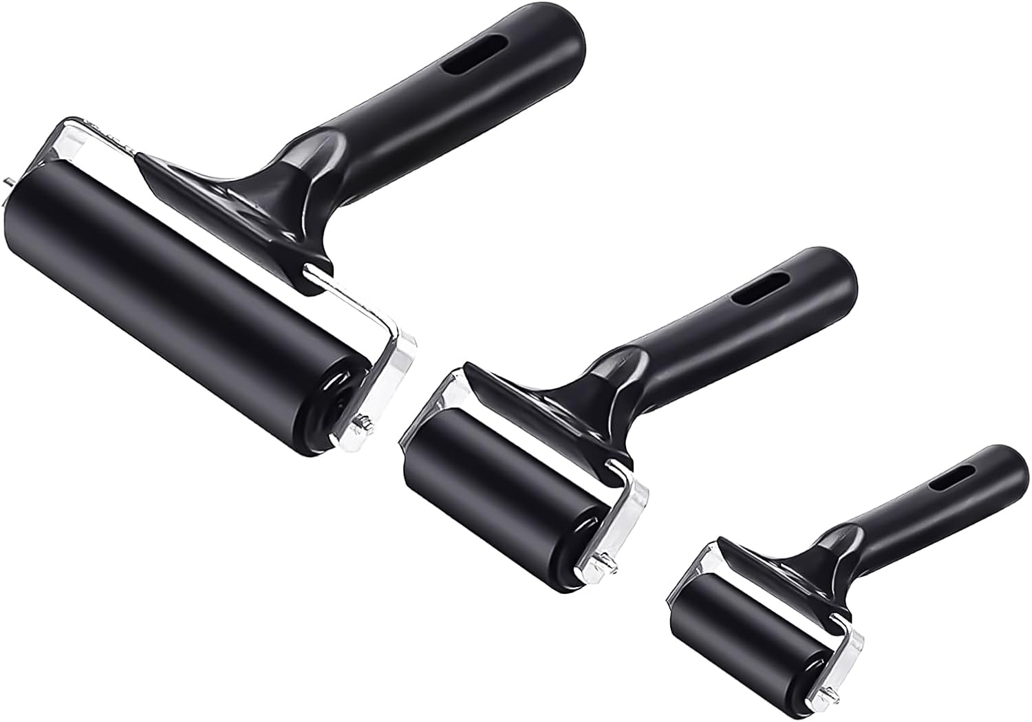 3 Rulli in Gomma Morbida, Rullo Pressore per Cucitura Manuale, Rullo da Inchiostro, Rulli Rivestiti in Gomma Dura, Rullo di Gomma, per Incisioni, Artigianato Fai da Te (6 cm/10 cm/15 cm