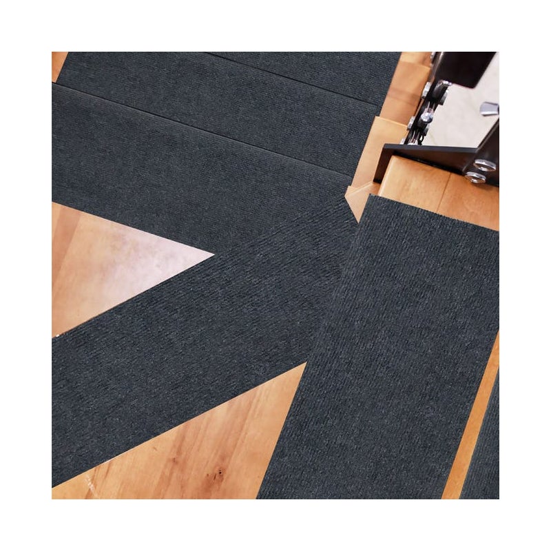 6 mat antypoślizgowych na schody, samoprzylepnych, bez kleju, 55 x 22 x 4,5 cm, antracyt i czerń