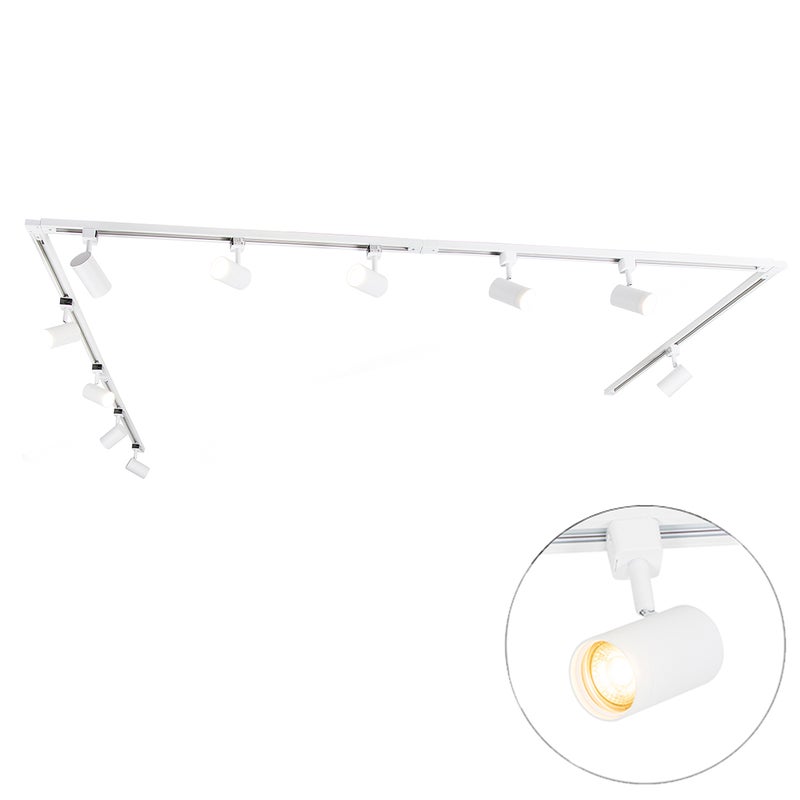 Nowoczesny system szynowy 1-fazowy z 10 reflektorami biały - Jeana