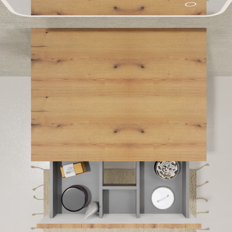 Meuble salle de bain 60 cm pour vasque à poser - Effet bois strié - A suspendre - Karaib 2 - 2