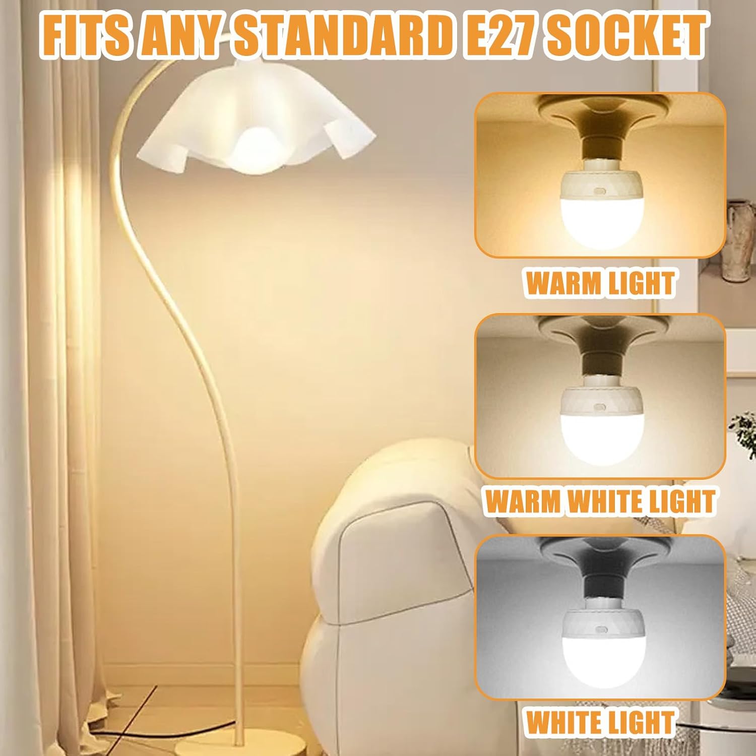 Ampoule rechargeable avec télécommande, culot E27, 3 couleurs dimmables, piles incluses, convient pour l'éclairage de secours, 2500 mAh. - 3