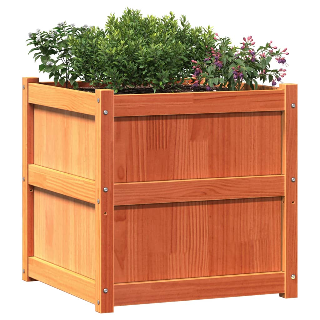2pcs Jardinières Bac à Fleurs Pot De Fleurs - cire marron bois de pin massif n31l - 4