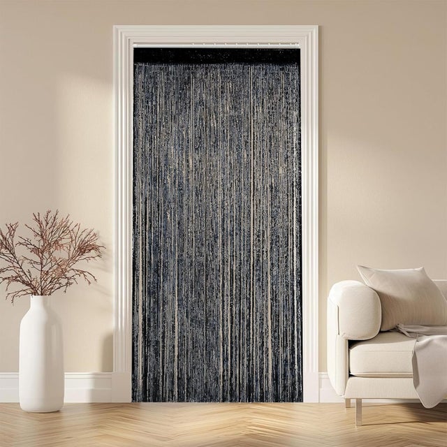 Anti Mouches à Perles, 100 cm x 200 cm Rideau De Porte en Perles Exterieur Moustiquaire Rideaux, Noir