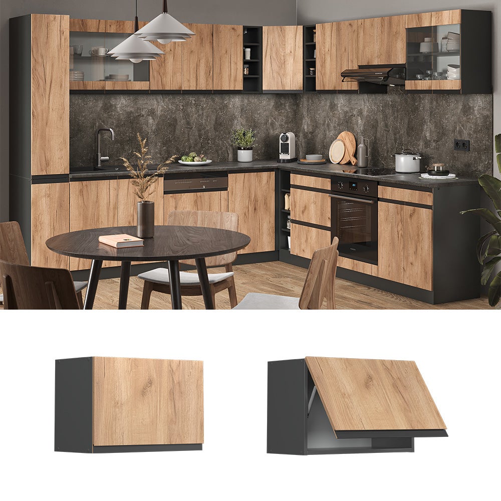 Vicco Elément haut de cuisine R-Line, Chêne de force doré, 60cm J-Shape, plat - 2