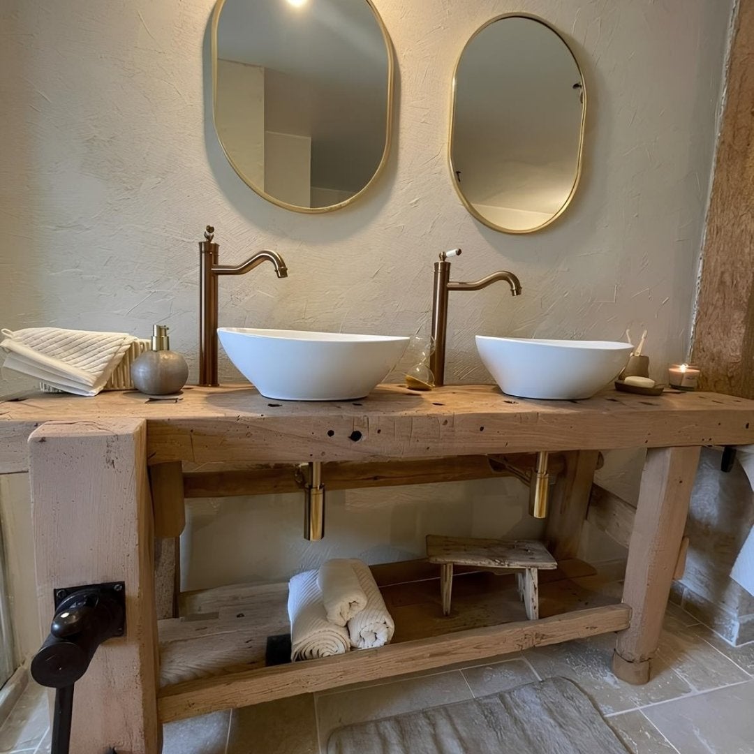 Leeds mitigeur lavabo rétro haut cuivre brossé - 7