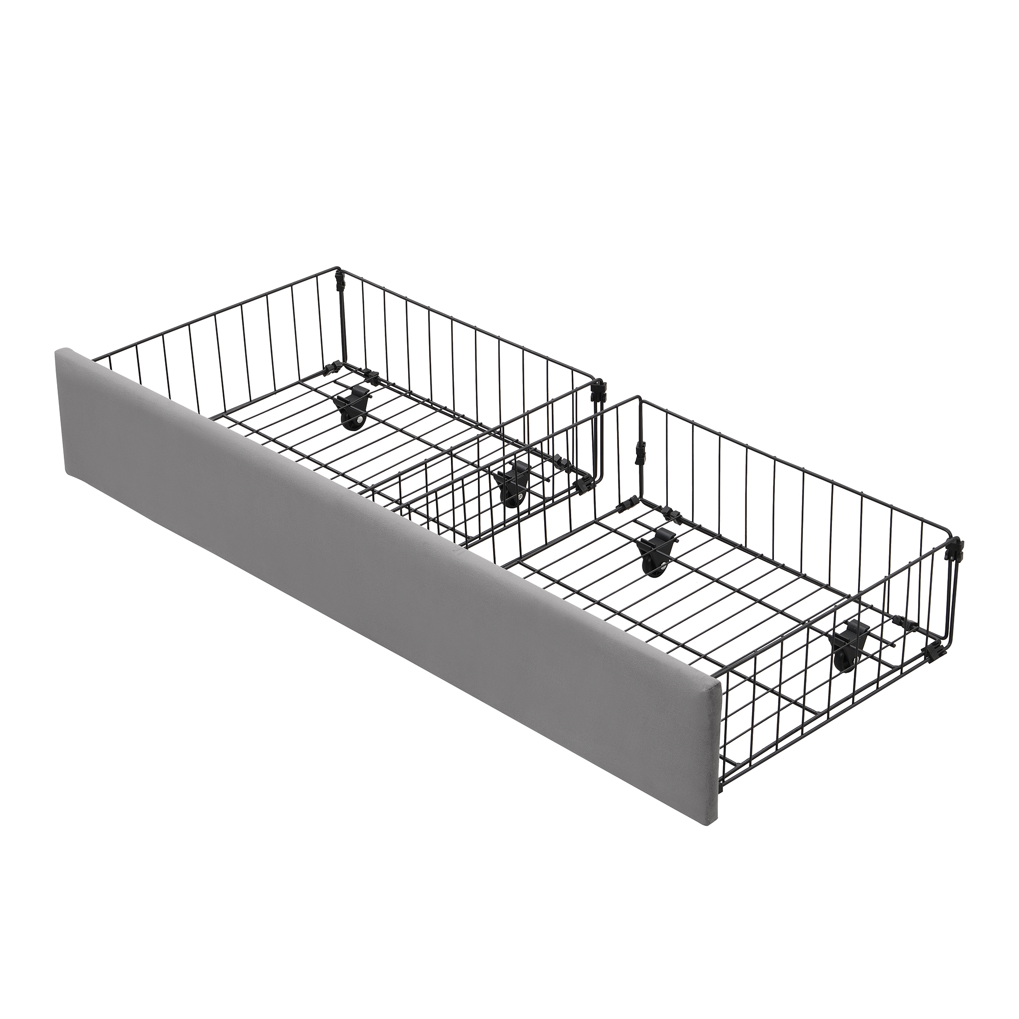 Lit coffre 140x190 ,Lit double Lit coffre hydraulique avec 2 tiroirs et sommier à lattes , Velours , Sans Matelas , Gris - 9