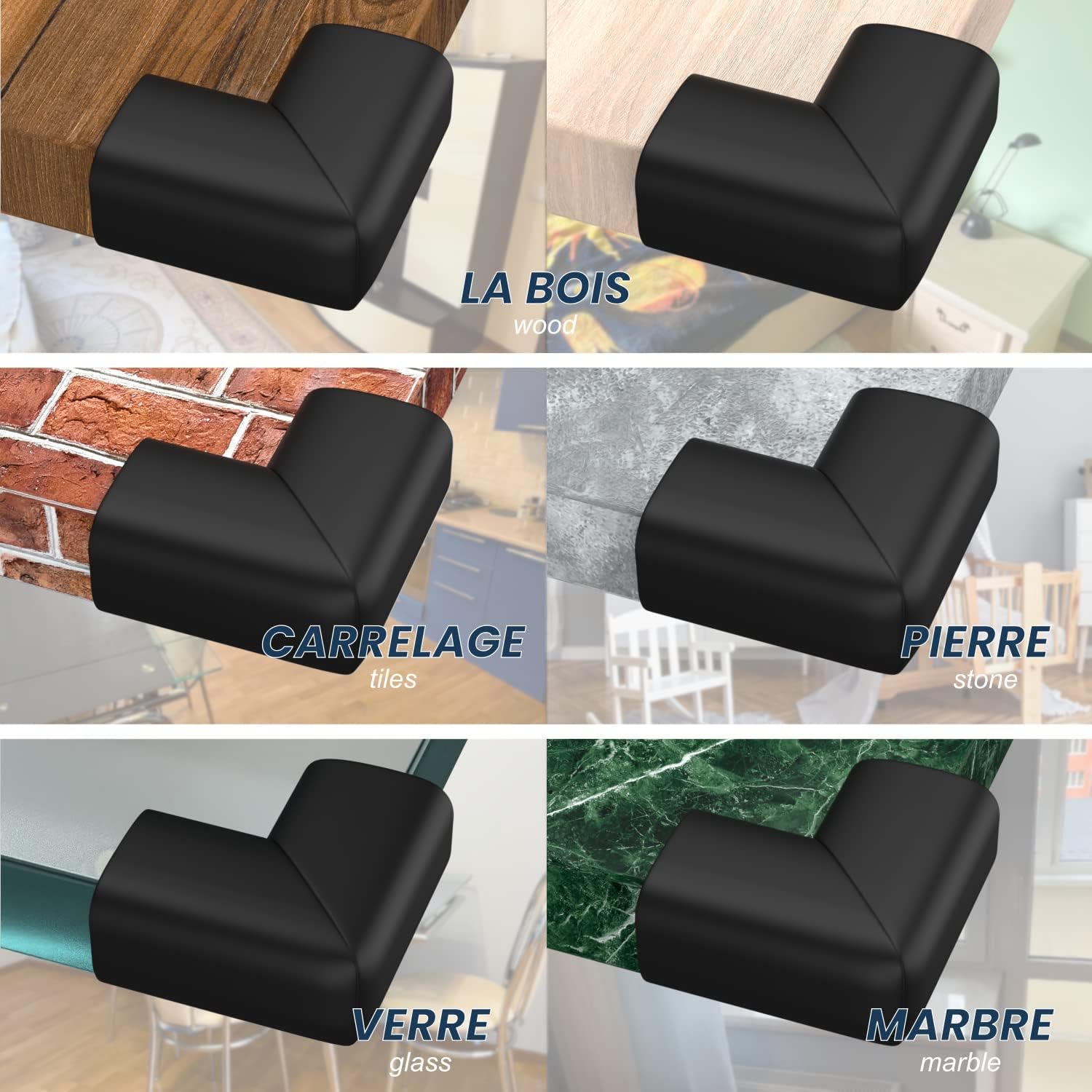 Lot de Protections d'angle pour bébé - Protection Enfant pour Table autocollante - Protection Contre Les Chocs pour bébé et Enfant (Noir, 12 pièces) - 3