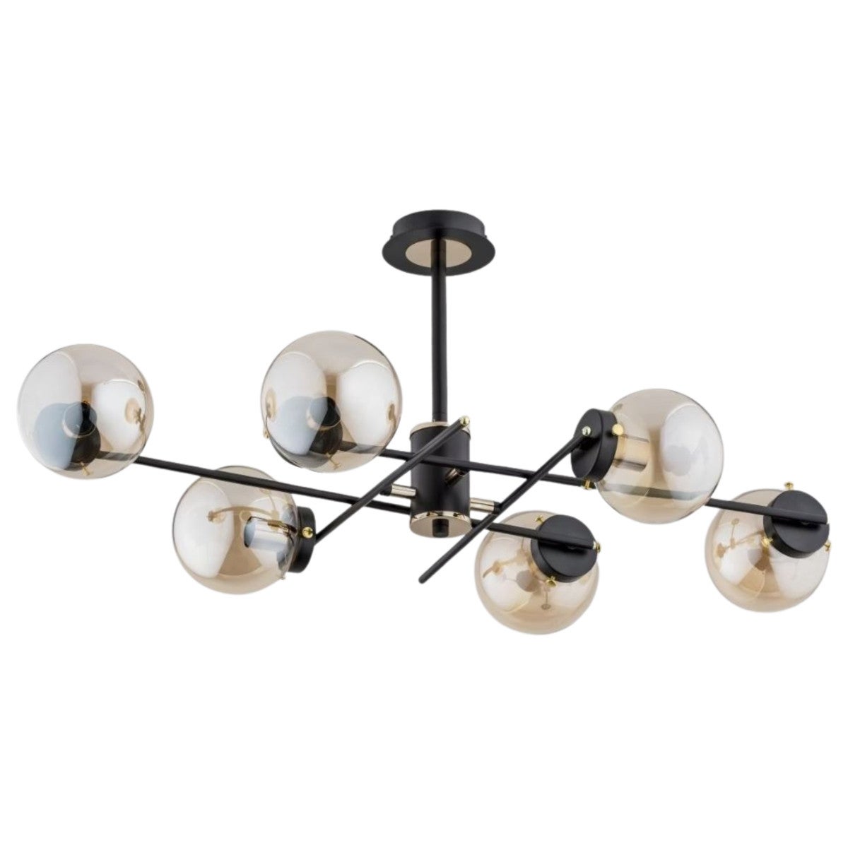Lampa wisząca Deryl czarno-złota 6xE14x40W nowoczesna wym: 34 x 57 x 96 cm szkło Alfa