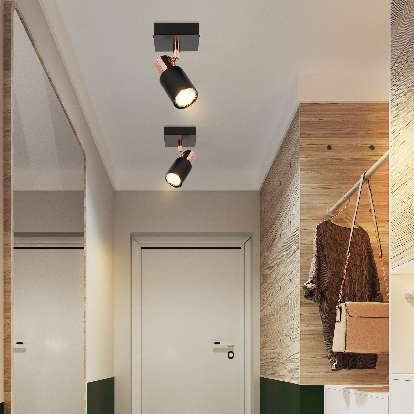 NETTLIFE Spot de plafond Spots de plafond 1 ampoule GU10 noire orientable à 355° - 9