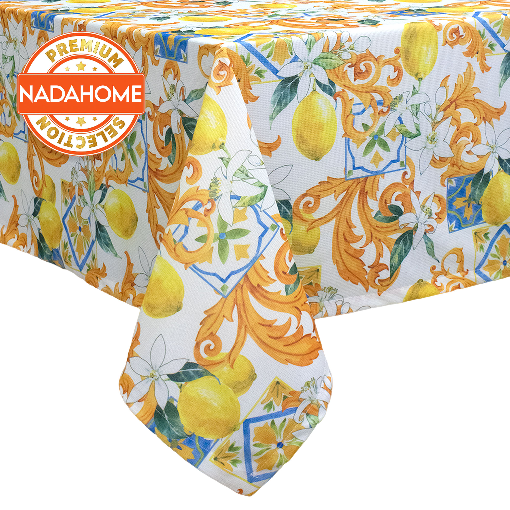 LUCKYEAH Tovaglia rettangolare in poliestere con foglie tropicali e fiori di limone, lavabile e quadrata, per interni, patio, cucina, picnic all'aperto, 152,4 x 274,3 cm