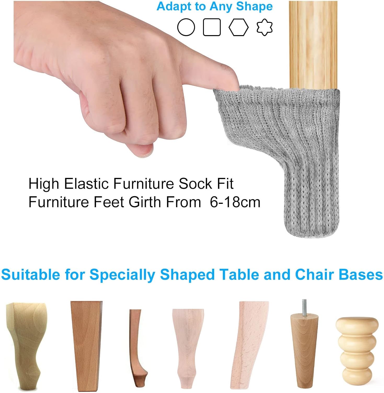 Chaussette Chaise pour Pieds de Chaise, 24pcs Chaussettes de Chaise Mobilier en Feutre, Patins Antidérapants pour Convient aux Pieds de Chaise, Évitez - 3