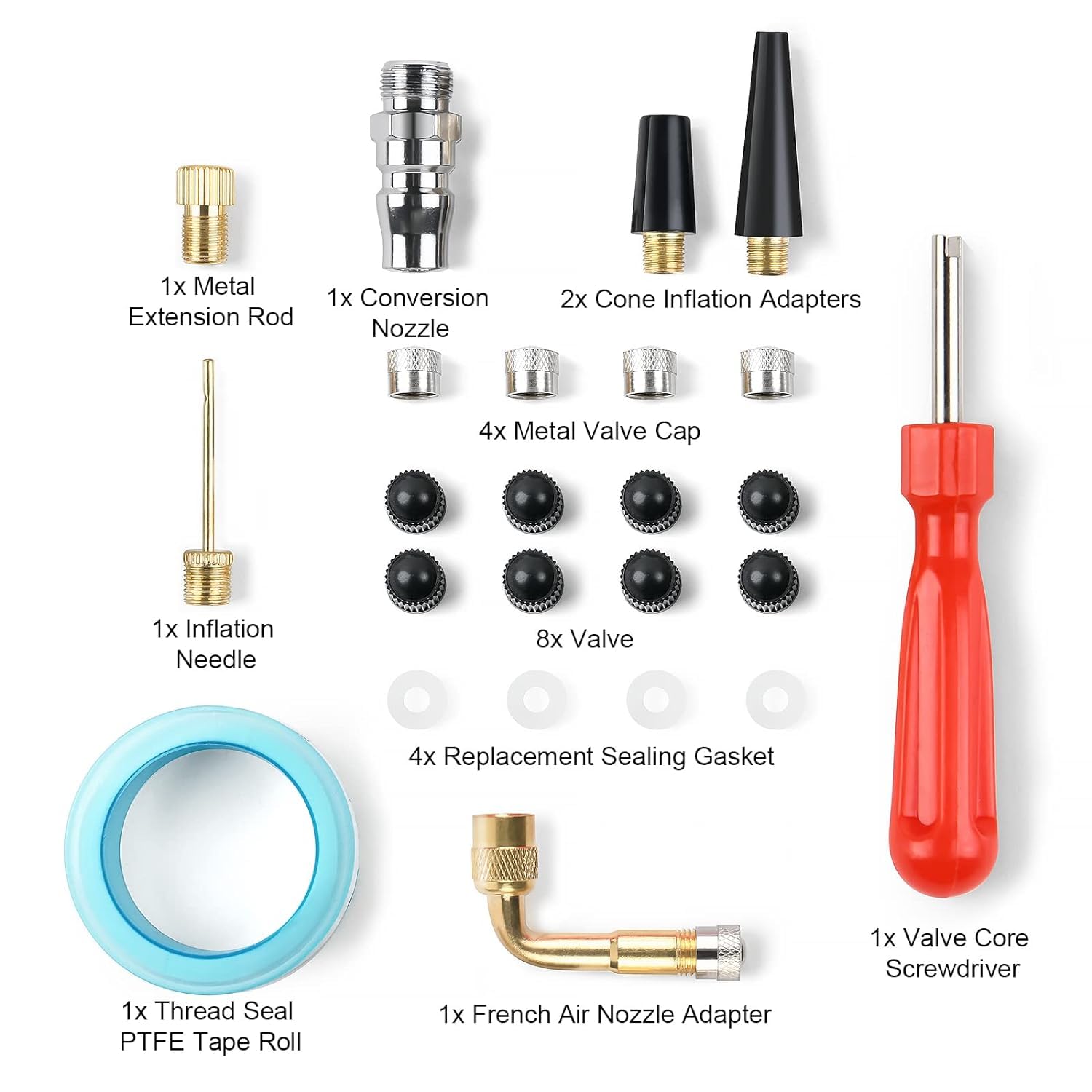 Numérique Manomètre Pression Pneu 220 PSI Haute Précis Multifonctionnel Jauge des Pneus Numérique avec 24 Accessoires,pour Voiture Moto Vélo - 6