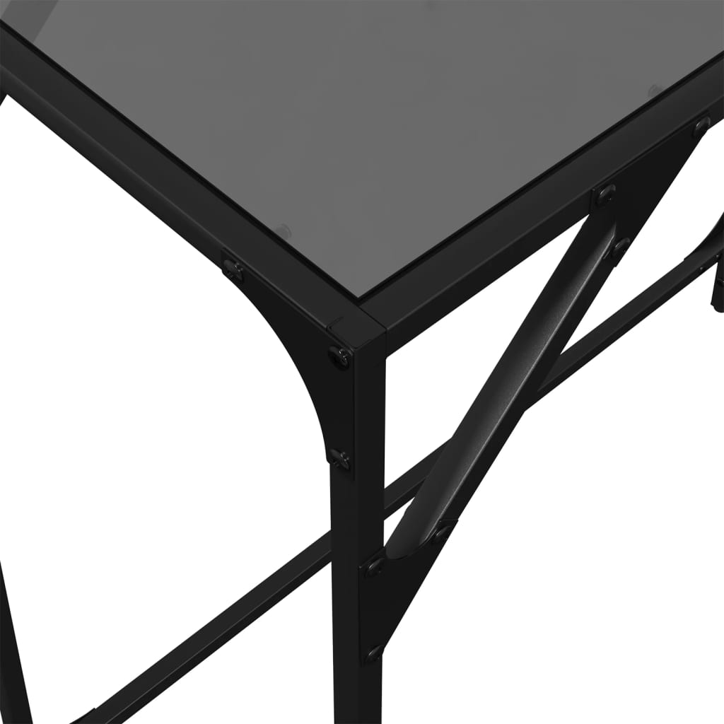 Tavolino Consolle con Piano in Vetro Nero 80x35x81cm in Acciaio vidaXL - 8