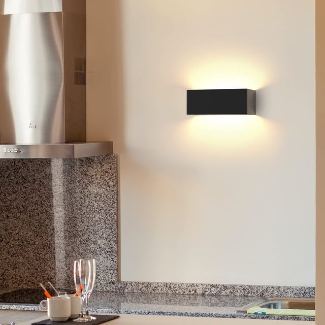 ZMH Nowoczesna lampa ścienna LED w górę i w dół, Kinkiet Czarny IP20