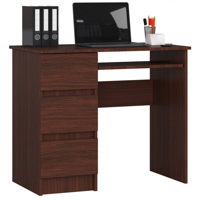Biurko: 4 szuflady, strona lewa, drewno wenge, 77 x 90 x 50 cm
