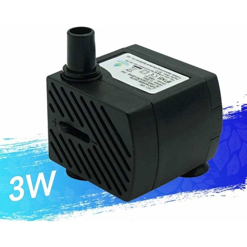 Pompa wodna 48 GPH [180 l/h] 3 W, ultracicha, do małych akwarium, oczek wodnych, żółwi, zwierząt wodnych, rzeźb, ogrodu, łodzi ruchomych