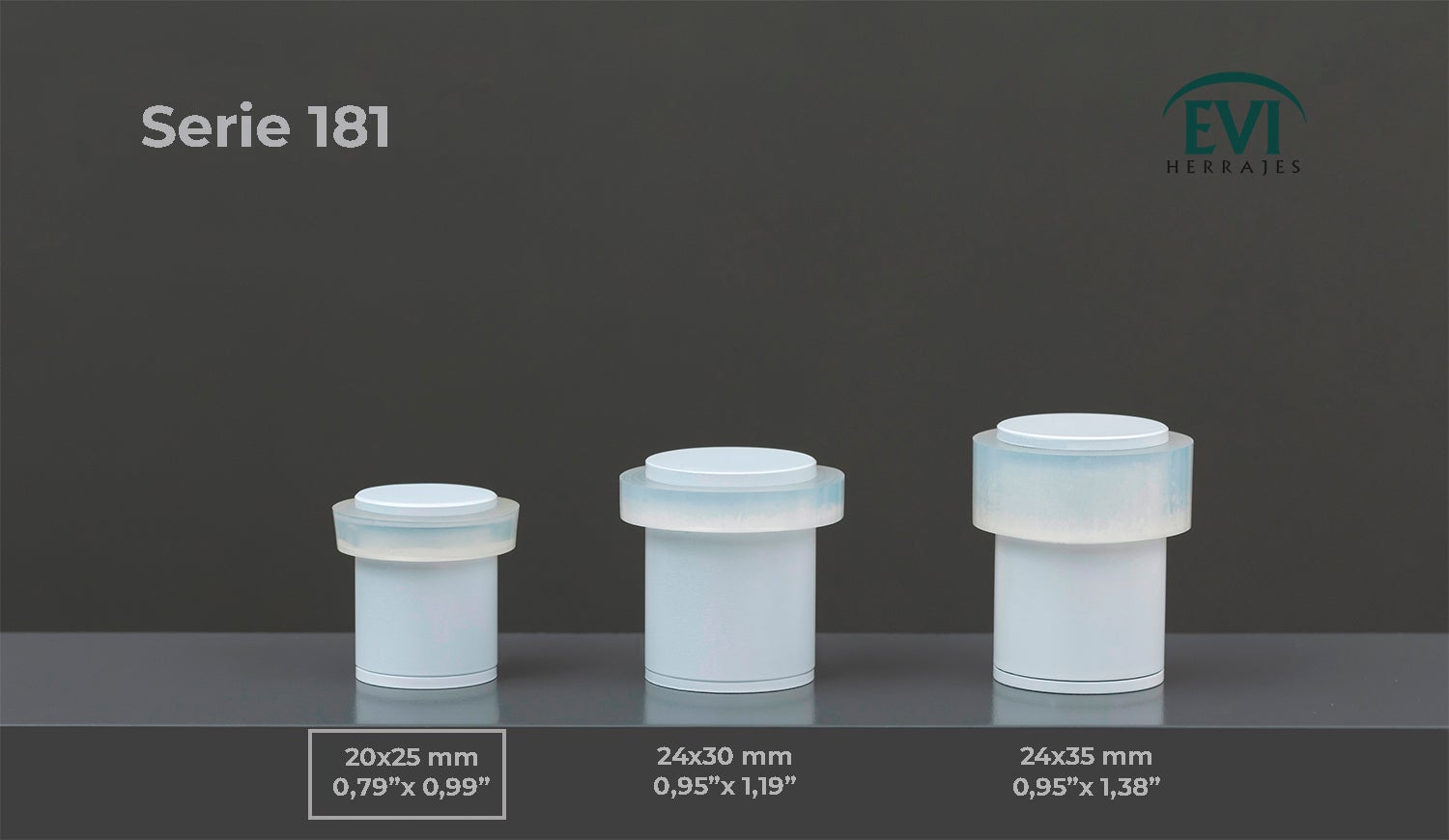 Lot de 4 butée de porte 20 x 25 mm pour sol, acier laqué blanc avec caoutchouc de protection, montage à vis, Herrajes EVI - 6