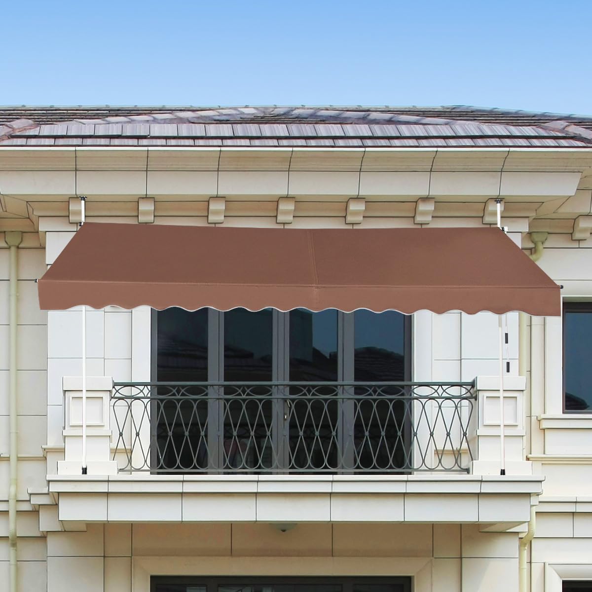 Tenda Da Esterno Pieghevole 1,8x1,8m Marrone - Per Patio, Terrazzo, Balcone E Giardino - Protezione UV