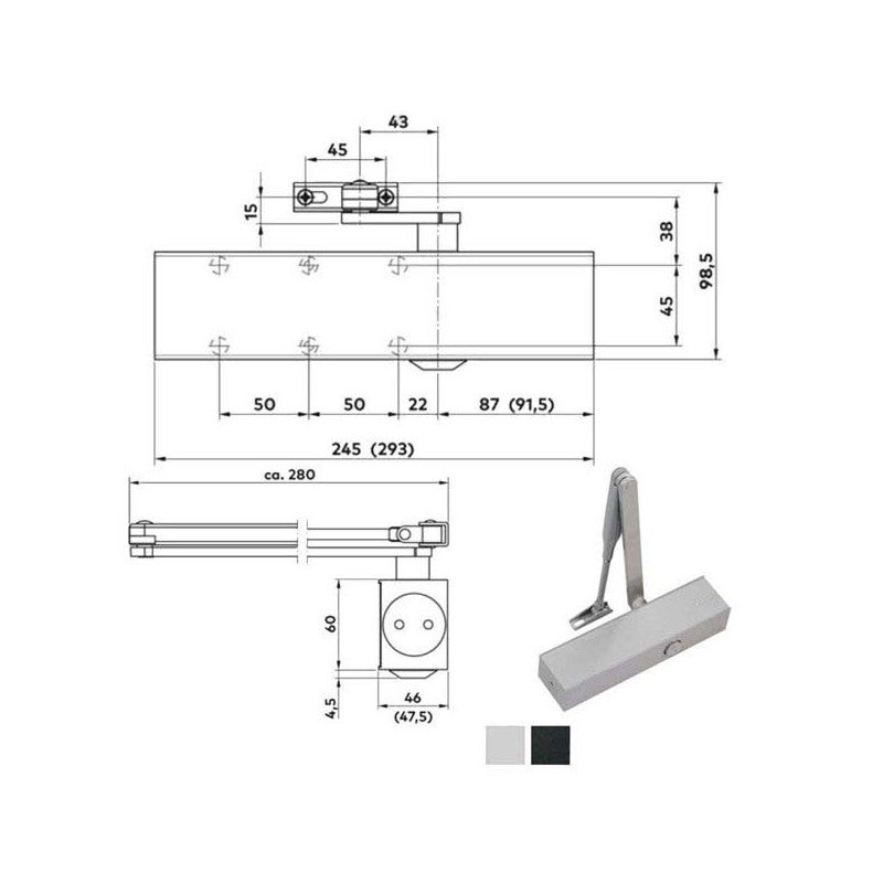 Fermeporte aérodynamique argenté Ts 83 Bca Dorma Leroy Merlin — free download