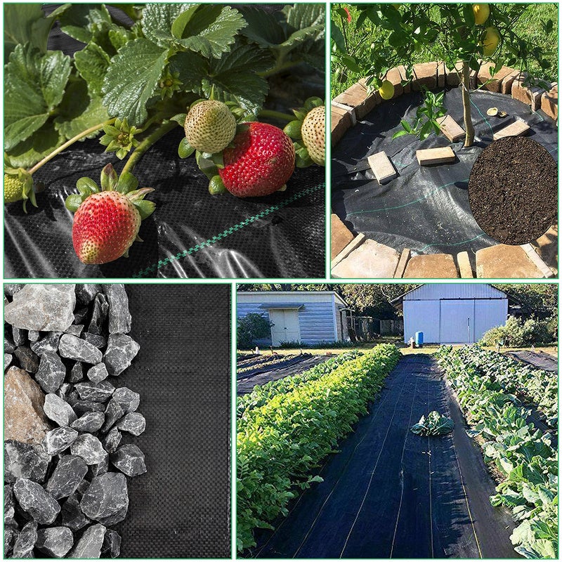 Toiles de Paillage 3m x 10m, Toile Anti Mauvaises Herbes Jardin, Bache Noire Agricole, Barriere Anti Racine, Tissu Perméable à l'eau - 5