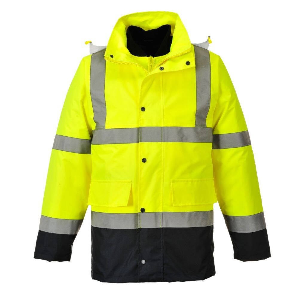 Portwest Parka Bicolore Haute Visibilité Jaune - Taille S - Imperméable, Certifié EN ISO 20471, Résistant Jusqu'à -40°C