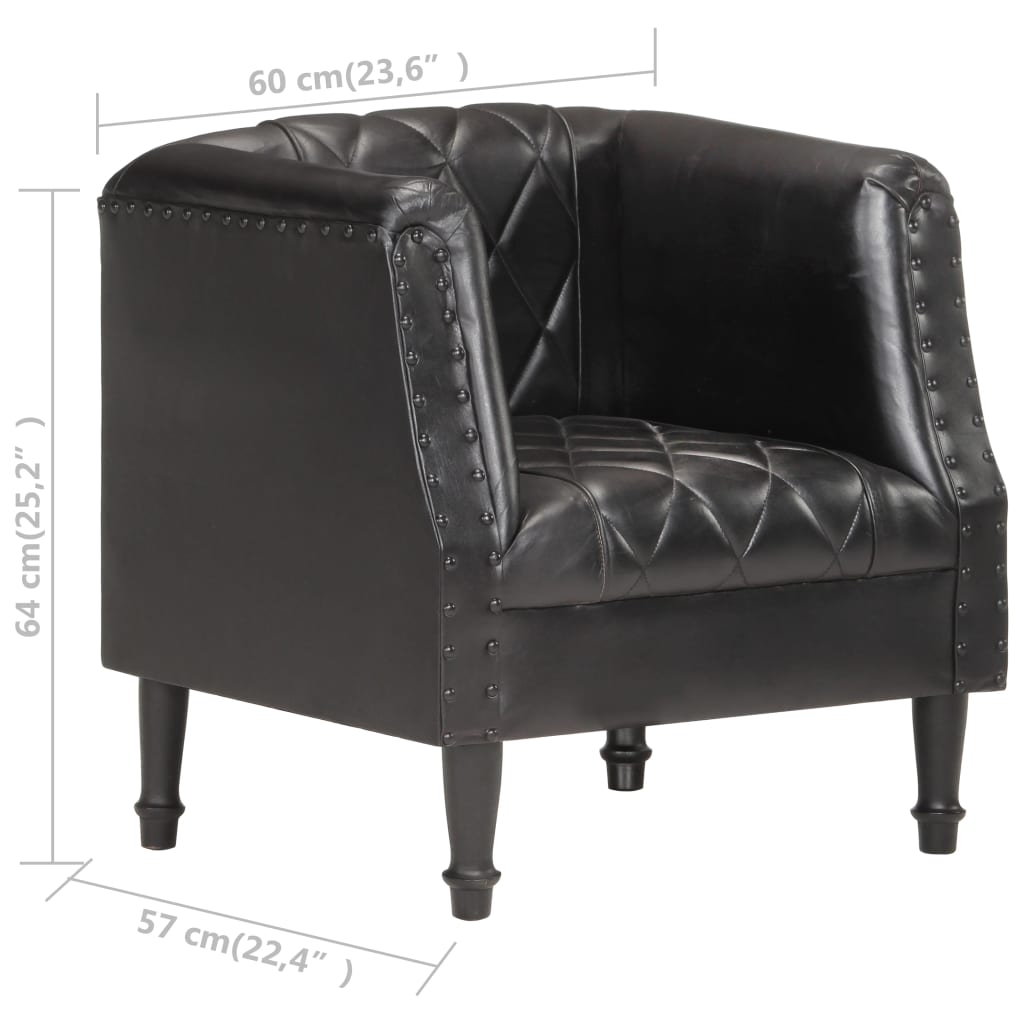 Fauteuil Noir Cuir véritable de chèvre - 7