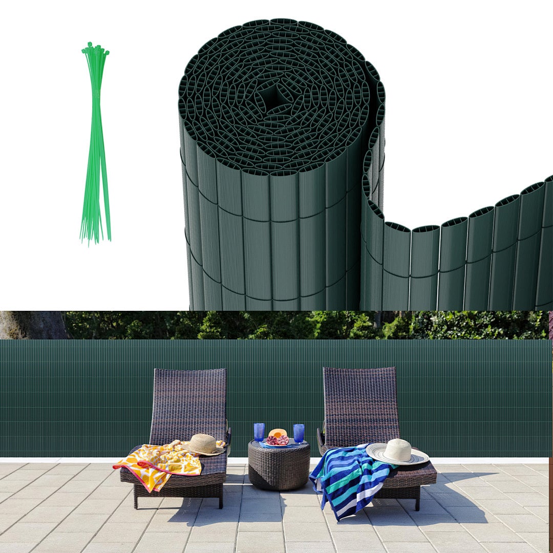 Solidna mata PVC – Zewnętrzna osłona prywatności do ogrodu, tarasu i ogrodzenia Zielony 140 x 500cm