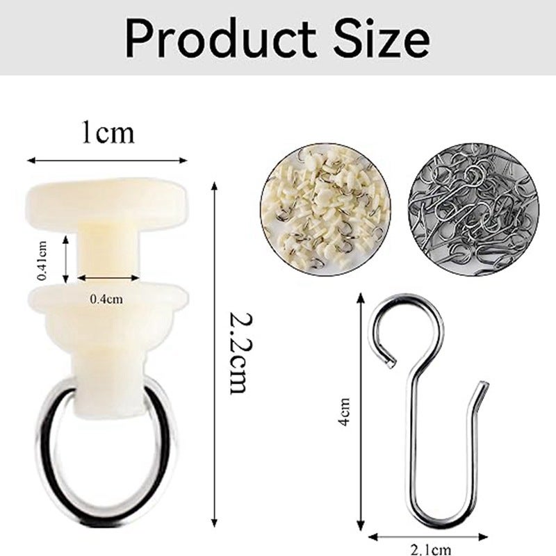 MroMax Lot de 150 crochets à rideaux en métal 6,3 x 2 cm (L x l) - Pour rideau de fenêtre, rideau de porte et rideau de douche - Argenté