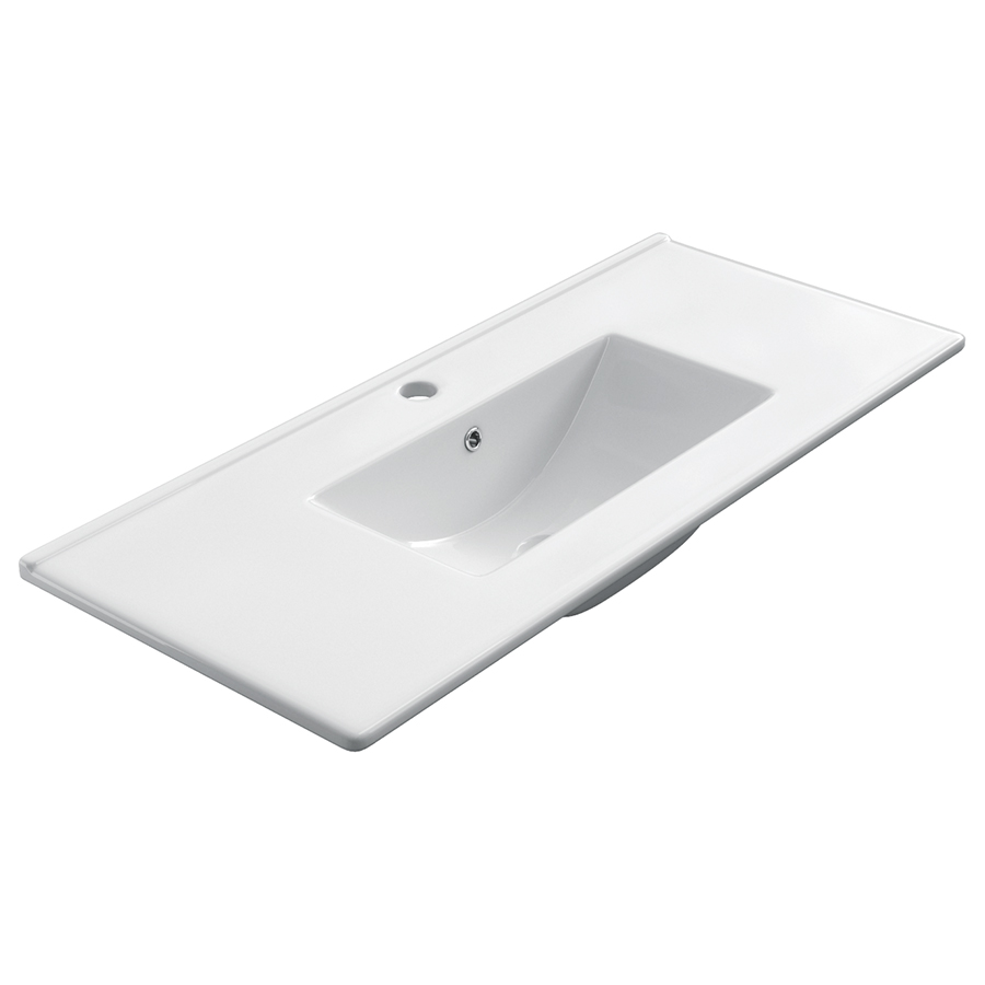 Ensemble meuble de salle de bain 100cm simple vasque + colonne de rangement PALMA - ciment (gris) - 9