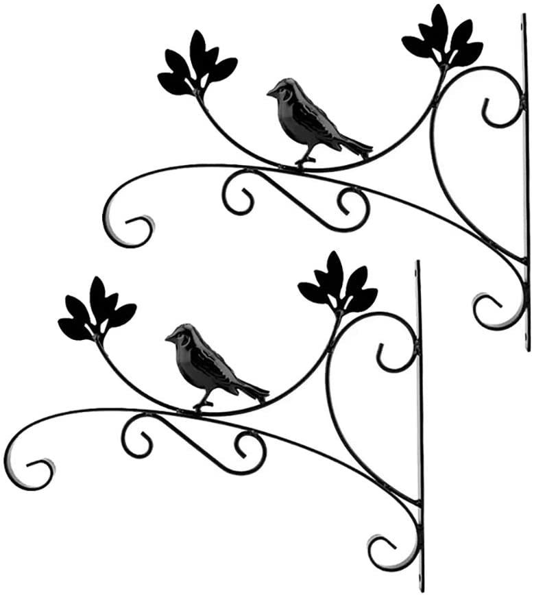 2 szt. Czarny, szydełkowy kwietnik w kształcie ptaków, metalowe uchwyty do zawieszania koszyków na rośliny do ogrodu lub na balkon