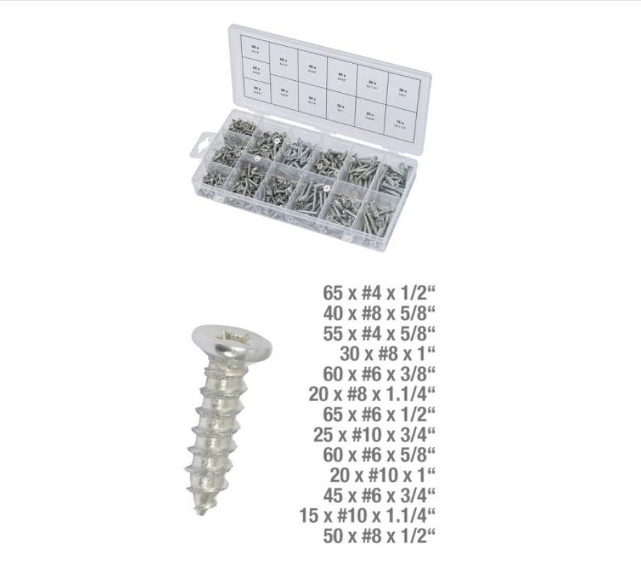 KSTOOLS - Assortiment de vis auto-taraudeuses bois, 550 pcs - 970.0430 - 3