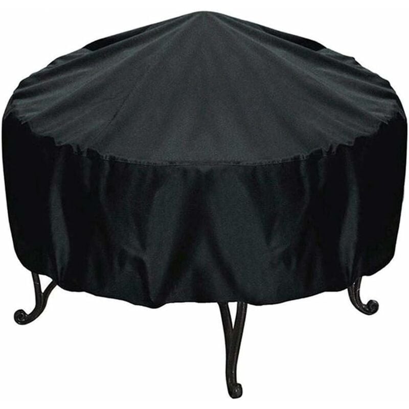 Okrągła, czarna pokrywa paleniska, odporna na wodę i kurz, do pieca i kominka, 84 x 50 cm