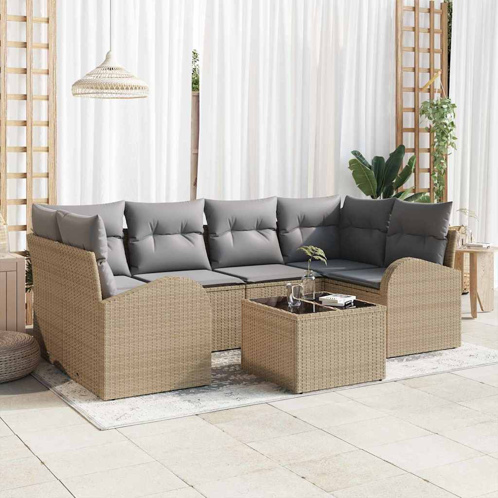 Zestaw Sof na Ogród Beżowy 55 x 55 x 37 cm polirattan vidaXL