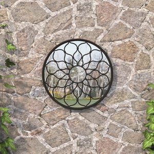Miroir De Jardin En Fer – Noir, 100x45 Cm, Résistant Aux Intempéries, Déco Extérieur