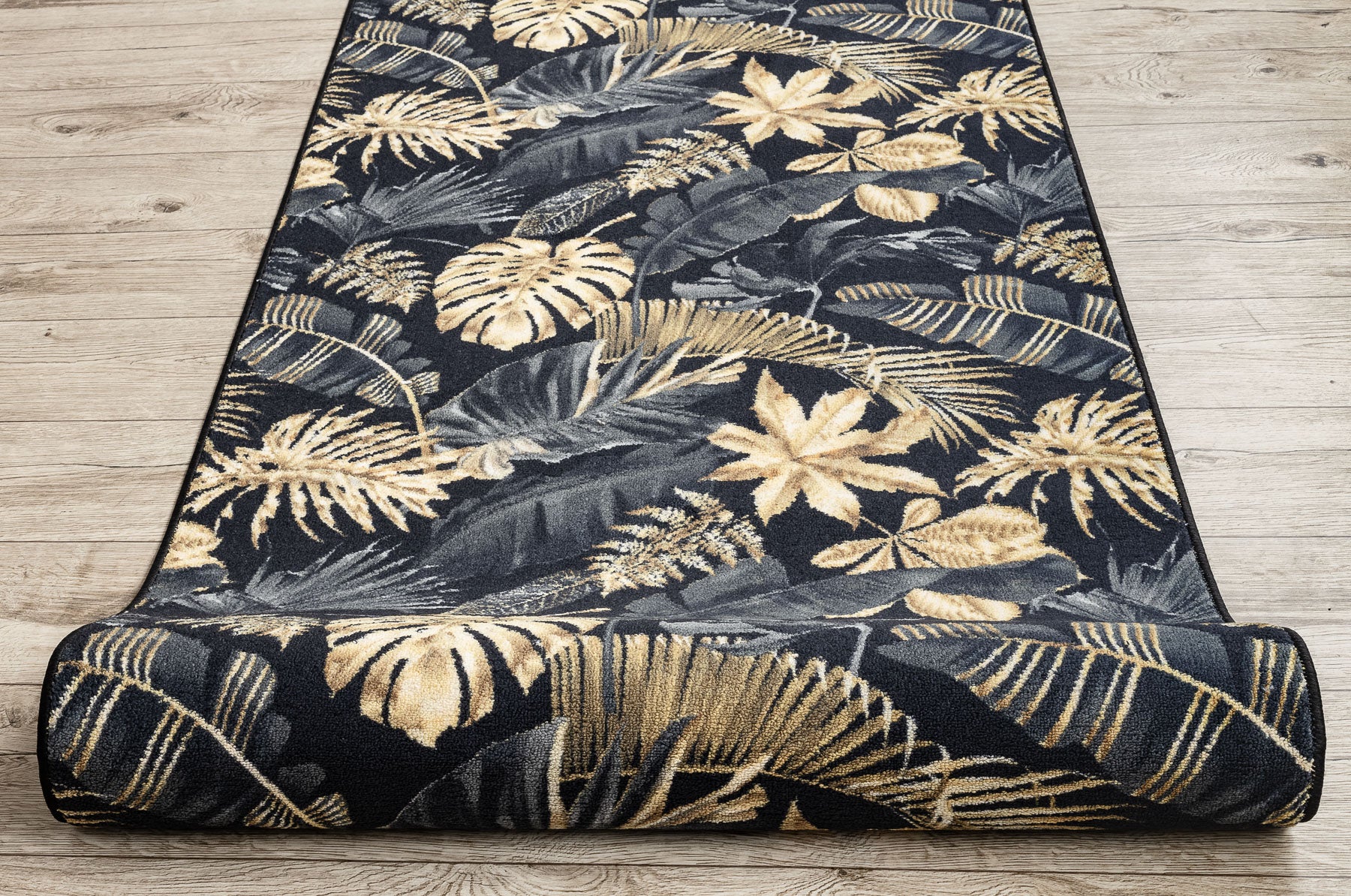 CHODNIK podgumowany MONSTERA Liście guma złoty 67 cm 67x830 cm - 5