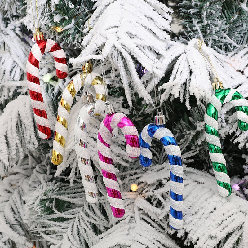 12 Decorazioni Natalizie Bastoncini Di Zucchero Per Albero - Oro, Blu E Bianco Con Glitter - Set Con Palline E Ciondoli A Spirale - 3