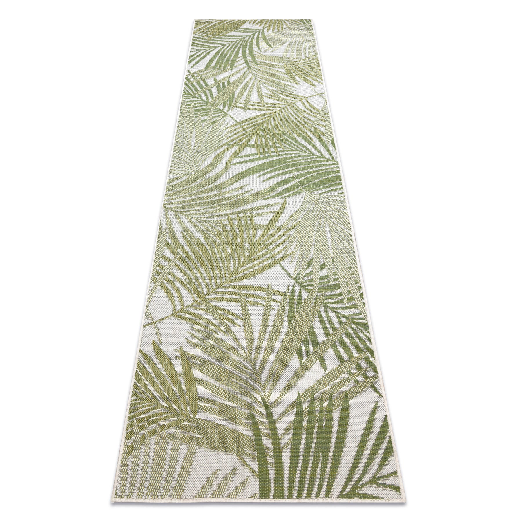 Alfombra sisal sion alfombra de pasillo, hojas de palma, tropical 2837 tejido plano ecru / verde 80x250 cm