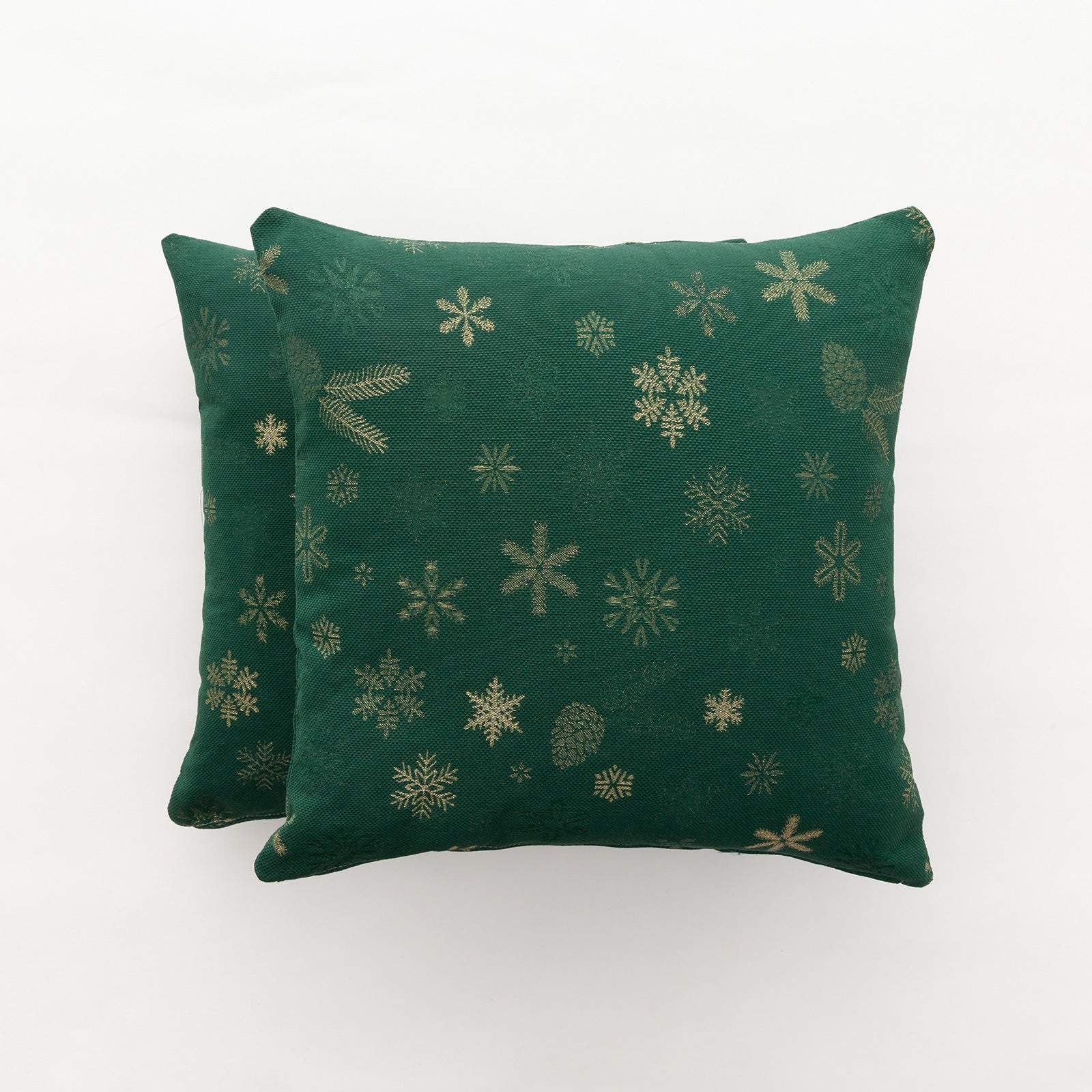 Pack 2 fundas cojín navidad jacquard algodón verde 45x45 cm - flake