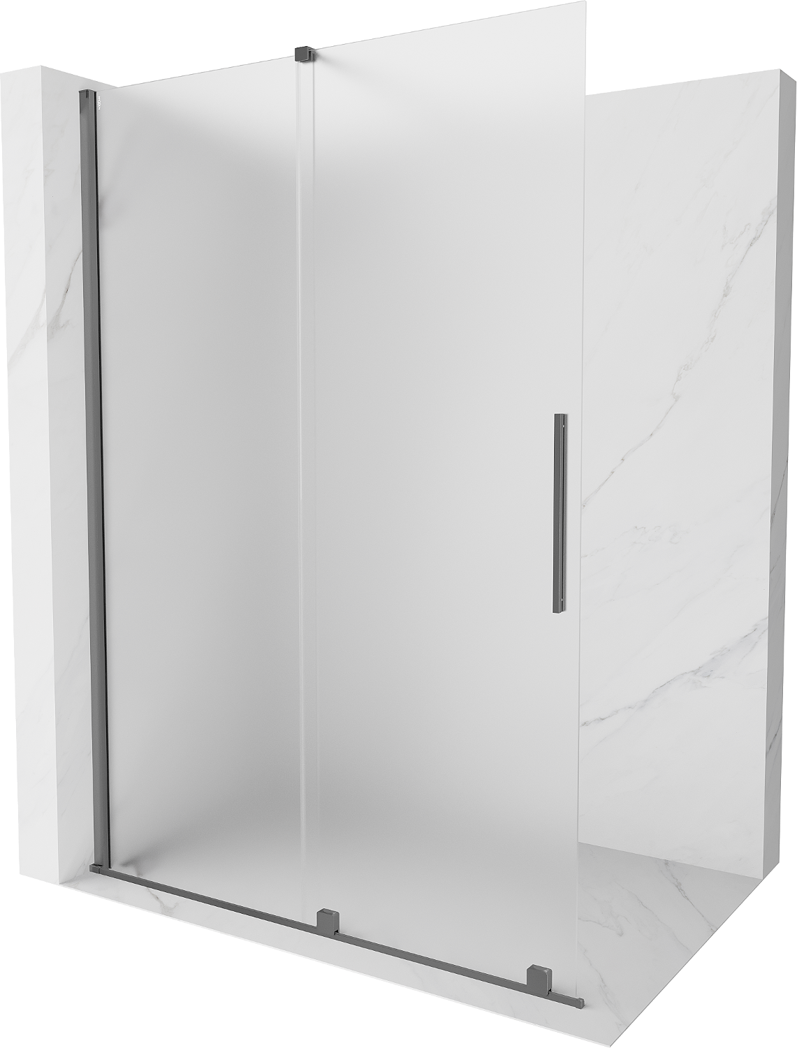 Mexen Velar ścianka prysznicowa rozsuwana Walk-in 160 x 200 cm, szron 8 mm, gun metal - 871-160-000-33-95