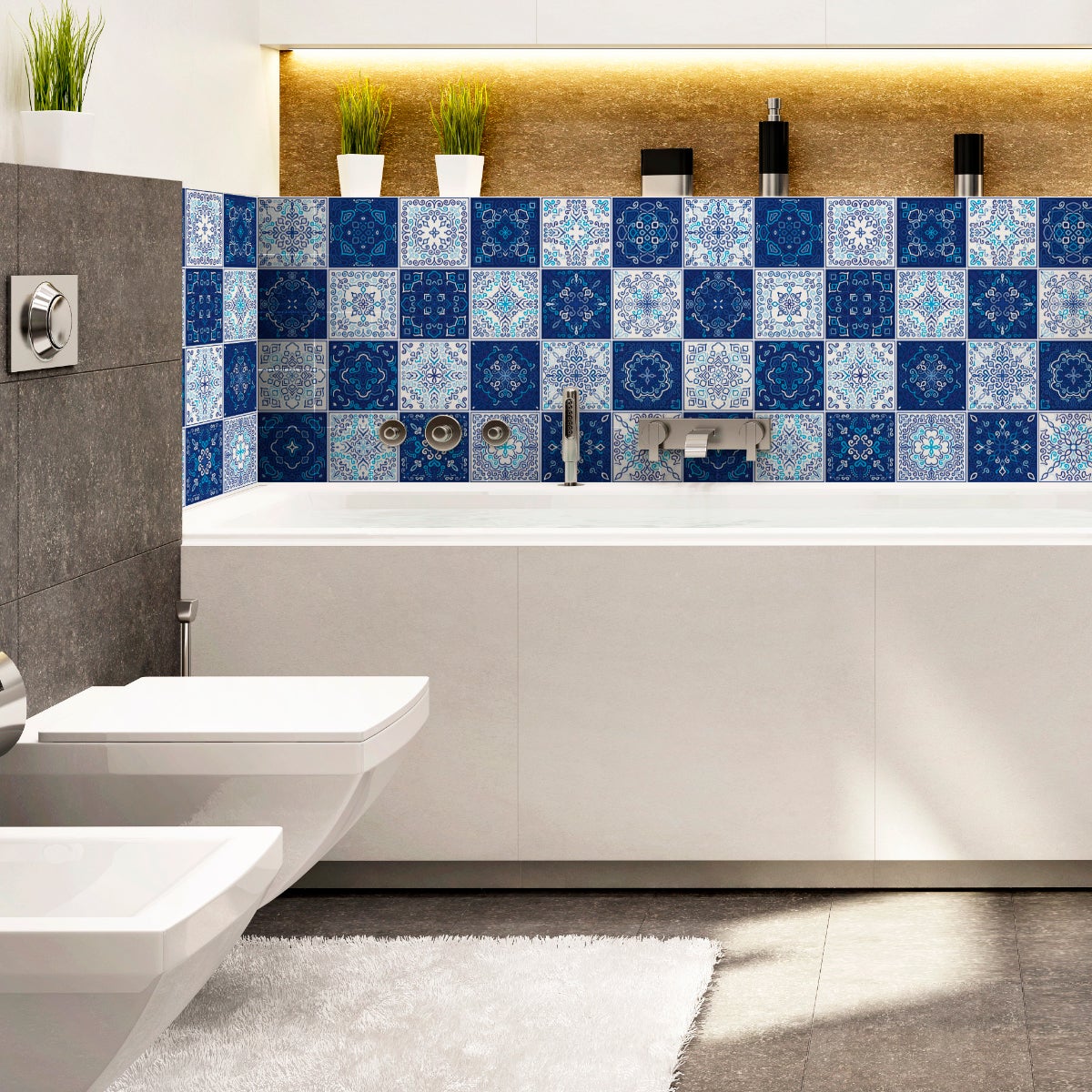 24 vinilos azulejos bohemio maya - adhesivo de pared - revestimiento sticker mural decorativo - 24stickers15x15cm